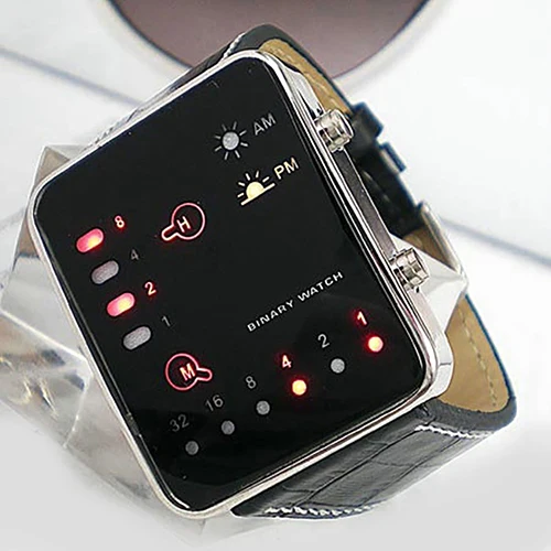 Мужские модные цифровые спортивные часы, водонепроницаемые, 50 м, бинарный световой светодиодный дисплей, электронные наручные часы, искусственная кожа, ремешок, часы