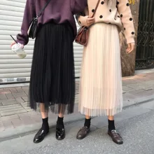 Весна Принцесса гофрированный с сеткой юбка эластичная талия длинная юбка Тюль Jupe Longue Falda Larga Gonne'll Saia