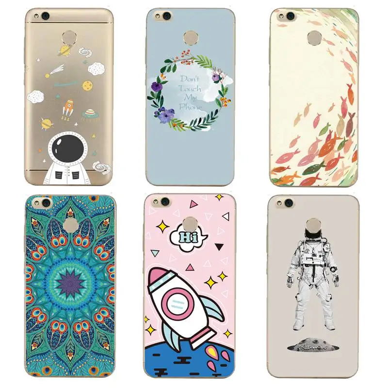 Rocket Soft Clear TPU Phone Case For xiaomi redmi 4x 4a note5a note4x 5s mi6 note3 Astronaut Flora Coque Cover Free Shipping | Мобильные