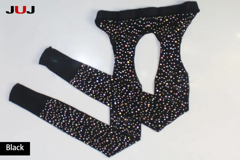 2019 Sexy Women's Glitter Fishnet Tights Open Crotch Mesh Pantyhose Shiny Rhinestone Lady Plus Size Tights Nylons Stockings