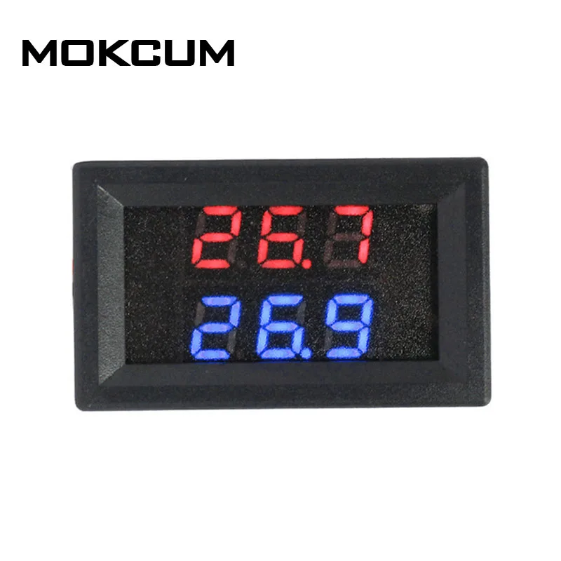 

DC 4-28V Dual Digital Red+Blue 3Bit LED Display Thermometer K-type Thermocouple High Temperature Tester -50~125 Celsius