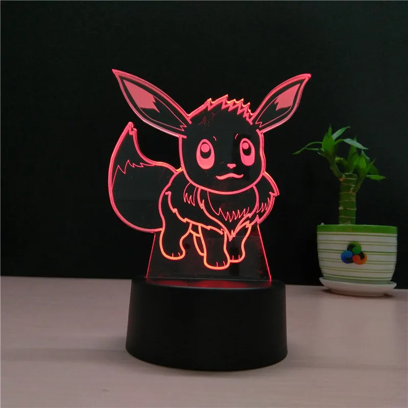 7 Color Pokemon Lamp 3D Visual Led Night Lights for Kids Touch USB