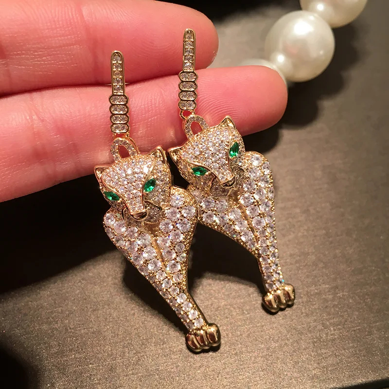 

Queen Lotus 2019 New Leopard Earrings Women Fashion Drop Earrings Jewelry AAA Zircon Fashion Jewelry
