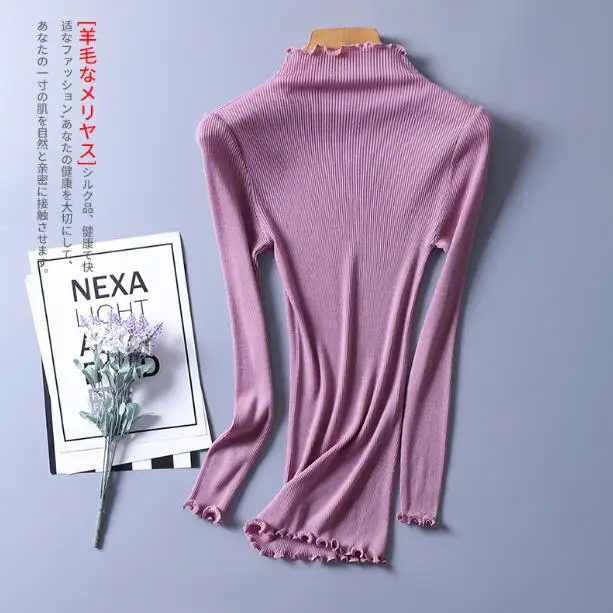 

100% Wool Women's Stretchy Base Layer High Neck Long Sleeve Top Shirt SG316