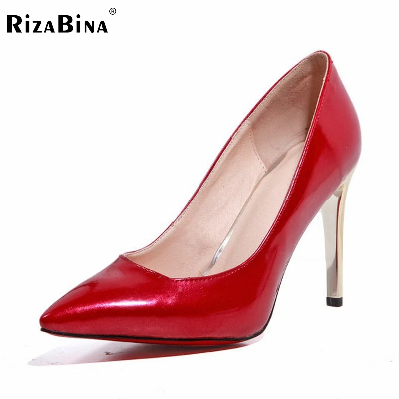 

women real genuine leather stiletto wedding thin high heel shoes brand sexy fashion pumps ladies heeled shoes size 33-42 R6027