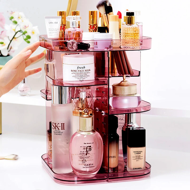 

Makeup Organizer Desk Accessories Organizer Jewelry Storage Plastic Boxes Make up Brush Cosmetic Display Shelf