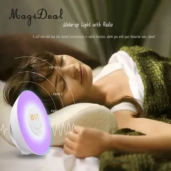 

Sunrise Alarm Clock LED FM Radio Bedside Night Lamp EU Plug Gift