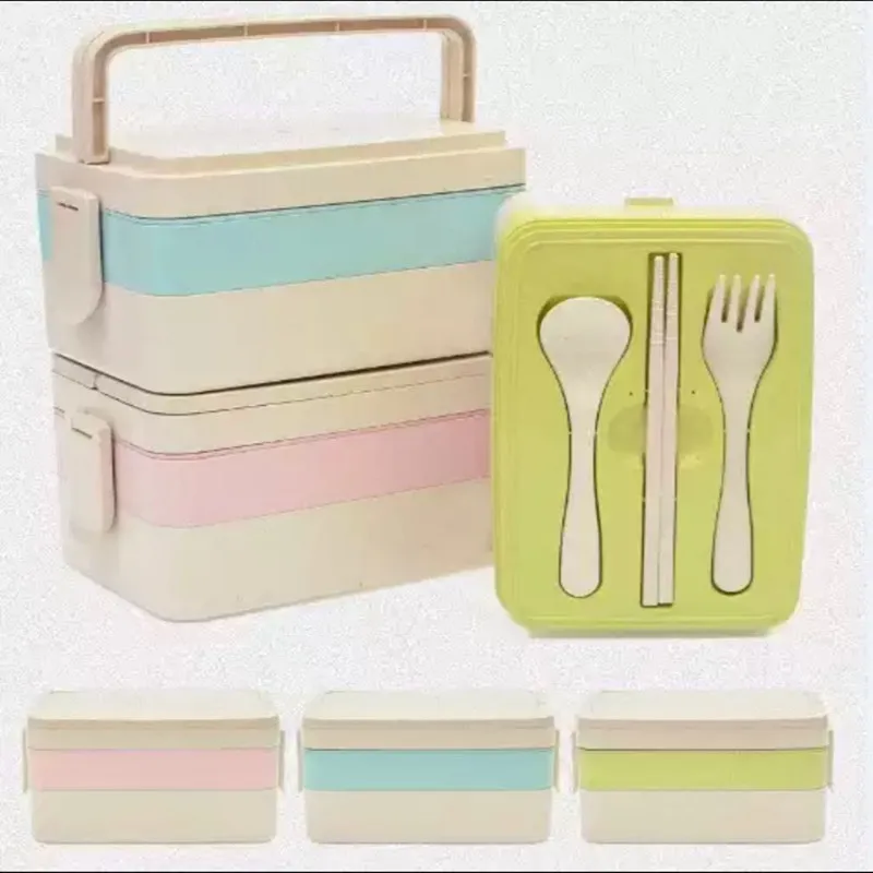 

Wheat Straw Lunchbox Japanese Wheat Cutlery Lunchbox Rice Husk Dinnerware Student Portable Lunchbox