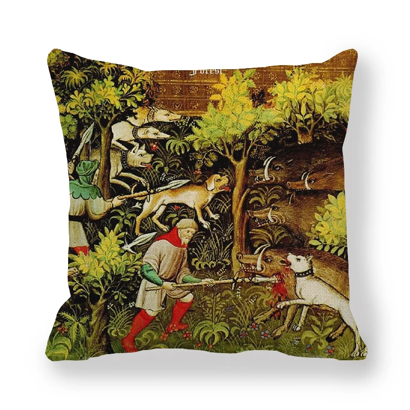 45cm*45cm medieval greyhound and Royal Hunt linen/cotton throw pillow covers couch cushion cover home decor pillow