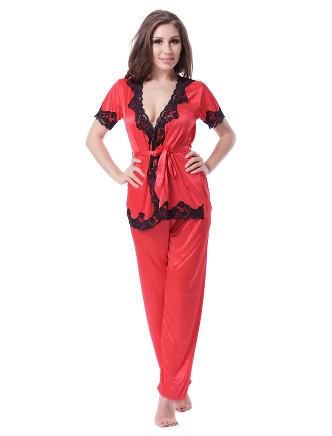 Online Buy Wholesale red satin pajamas from China red