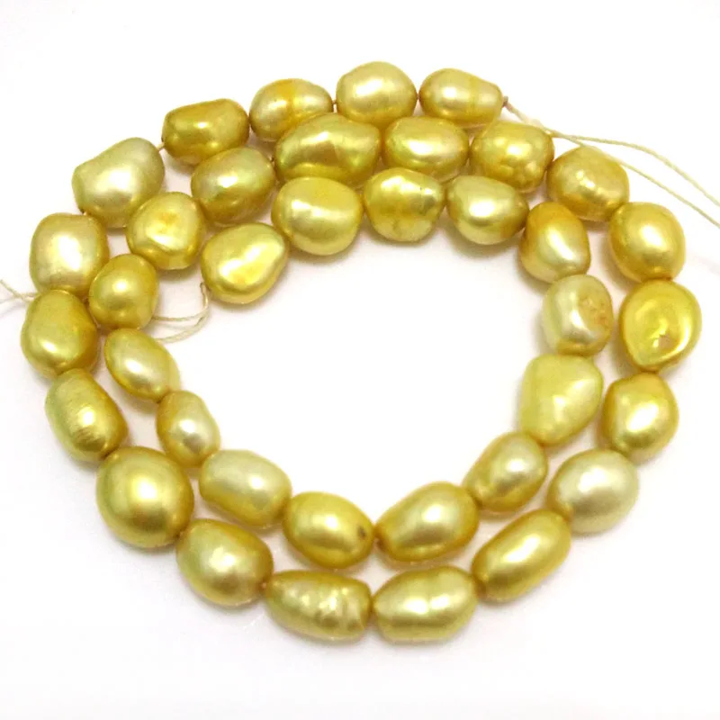 

16 inches 8*12mm Champagne Natural Barqoue Rice Nugget Pearl Loose Strand