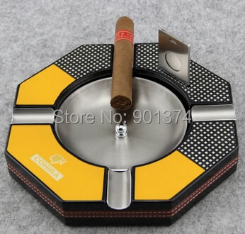 Cohiba металлический Углеродный волокно пепельница для сигар с сигарой резак 4 сигар