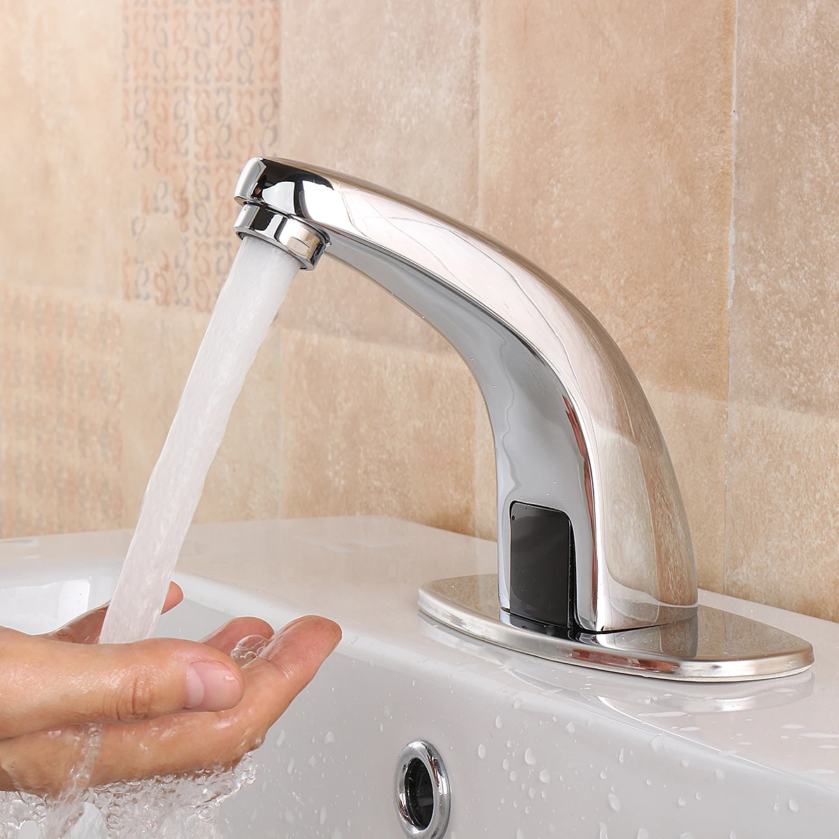 

Xueqin Automatic Sensor Single Cold Basin Faucet For Bathroom Sink Copper Water Saving Inductive Water Tap Mixer Deck Mounting