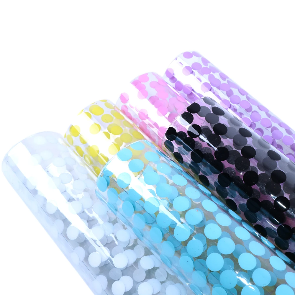 

David accessories 6Pieces/set 20*34cm Dots Holographic Transparent Faux Synthetic Leather Fabric DIY Accessories,1Yc5921