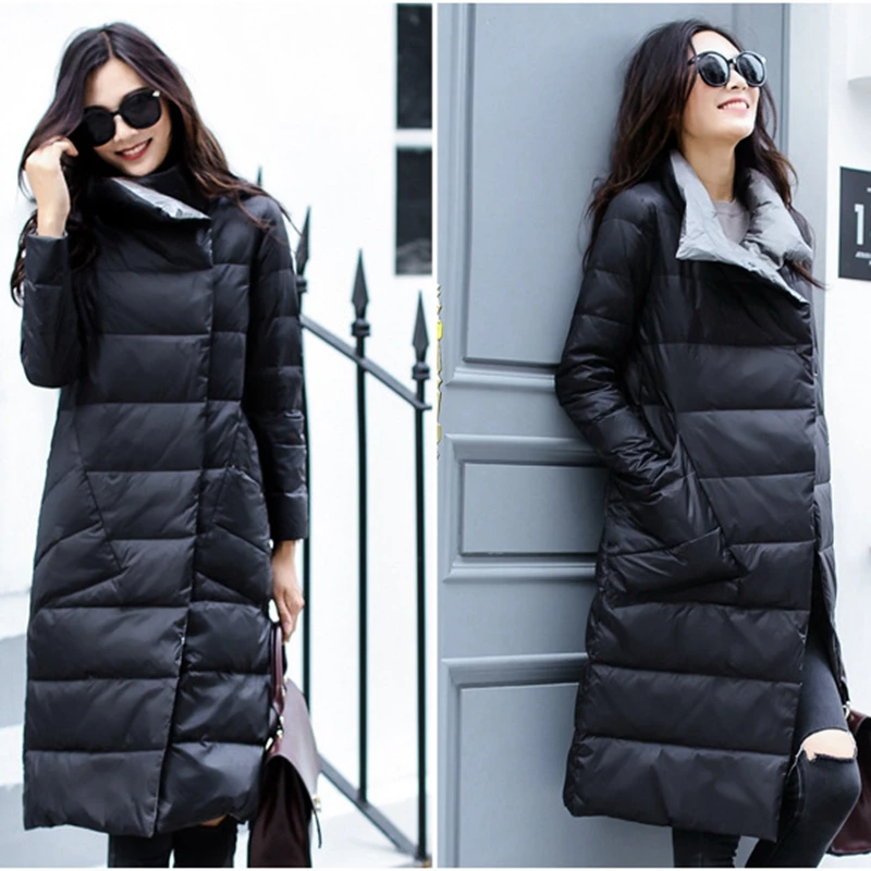 

New Korean Plus Size Parka Down Jackets Women Winter 4 Color Fashion Elegant Double-breasted Padded Long Jacket Female2019 W242