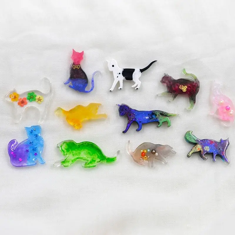 

7 Pcs/set Small Animal Cat Modeling Epoxy Mold DIY Manual Mold UV Crystal Clay AB Silicone Mould