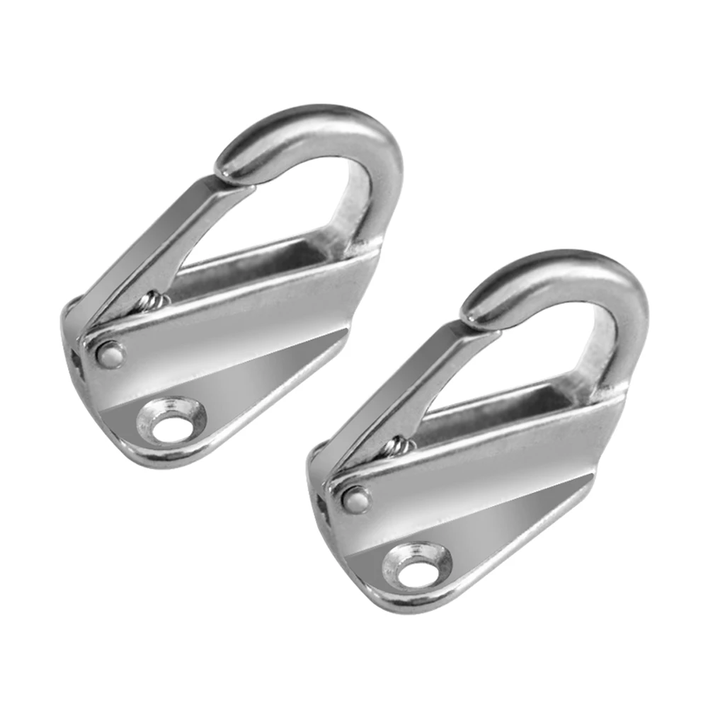 2pcs Marine Grade 316 Stainless Steel Spring Snap Fender Hook Carabiner Link Buckle with Screws 12mm Opening ganchos hamecons 