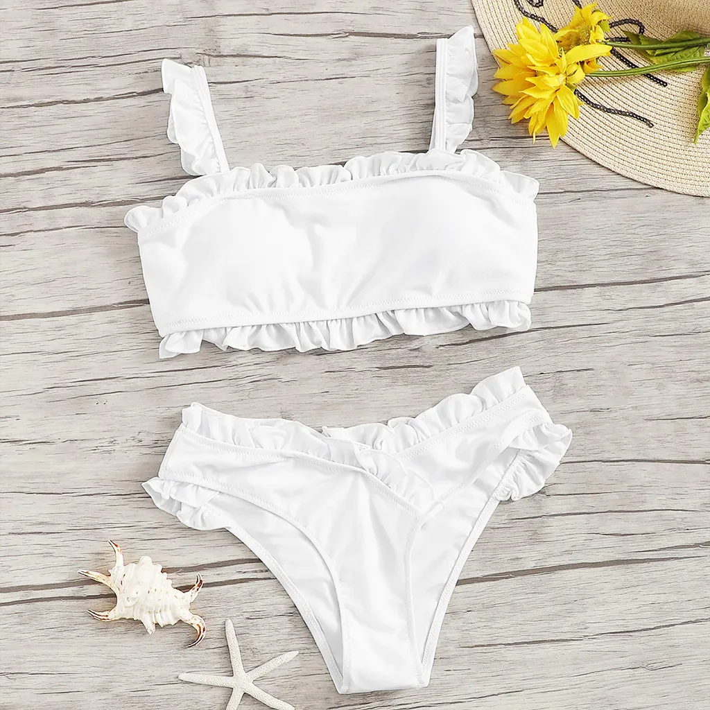 

Bikinis 2019 Mujer Women Solid Color Bandage Bikini Set Brazilian Swimwear Beachwear Swimsuit Beachwear Summer Bathing Suit