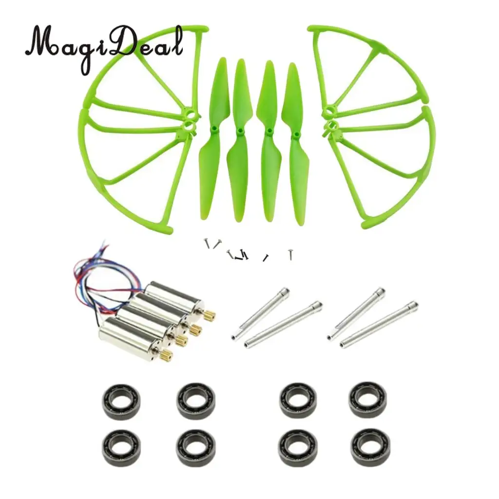 MagiDeal Motor+Propeller+Bumper+Bearing Shafts CW CCW Motor Set for Hubsan X4 H502S H502E H507A RC Drone Parts