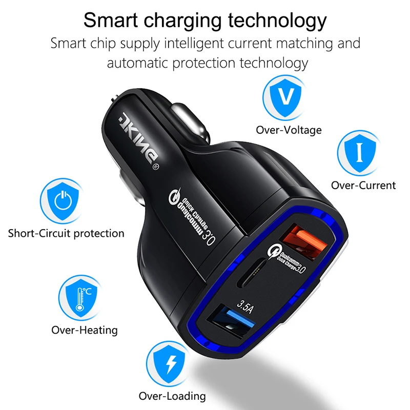 VicTsing Car Charger Quick Charge 3.0 Dual USB Ports 3.5A Type-C Car Adapter Quick Charger for iPhone 8 Cigarette Lighter        (13)