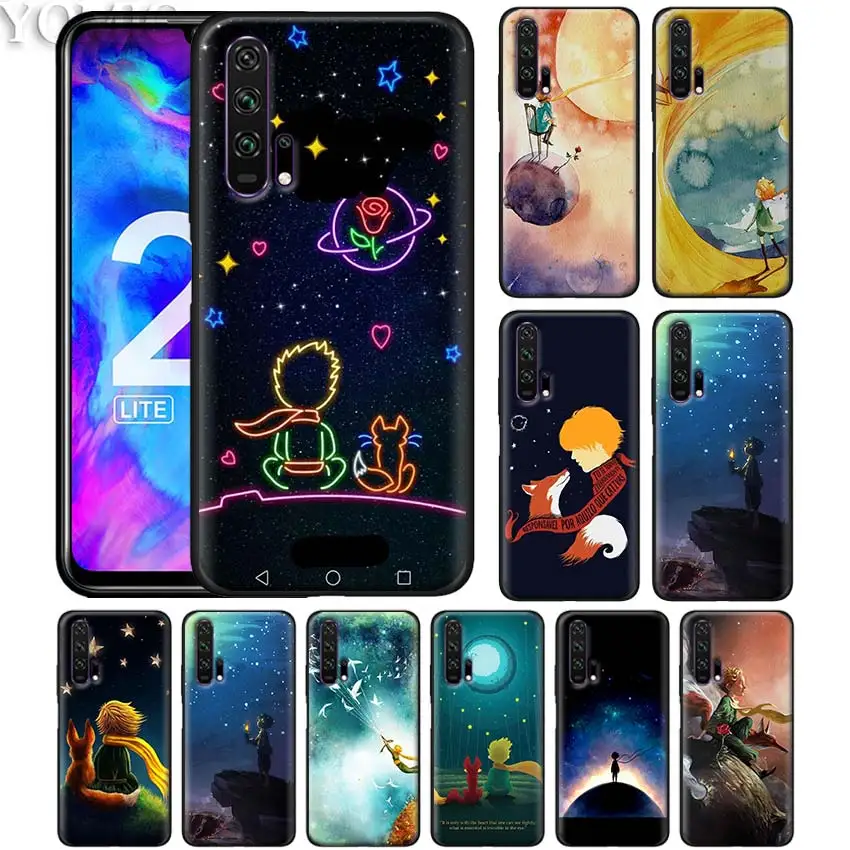 

Black Silicone Case for Honor 20 8X 10 10i 8S 8A Lite Pro Y9 Y7 Y6 Y5 Prime 2019 Soft Phone Caso Cover Little Prince Watercolor
