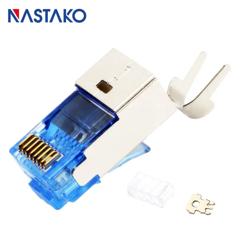  NASTAKO Colorful Cat7 RJ45 Connector Cat7 Crystal Plugs Shielded FTP RJ45 Modular Connectors Cat 7 