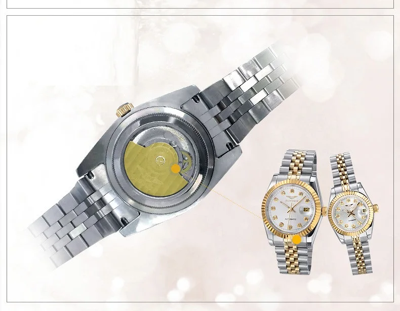 GUANQIN Lovers'Watches Luxury Couples Watch Man Women Pair Clocks Rhinestones Gold Date Mechanical Watch Sapphire Waterproof NEW (19)