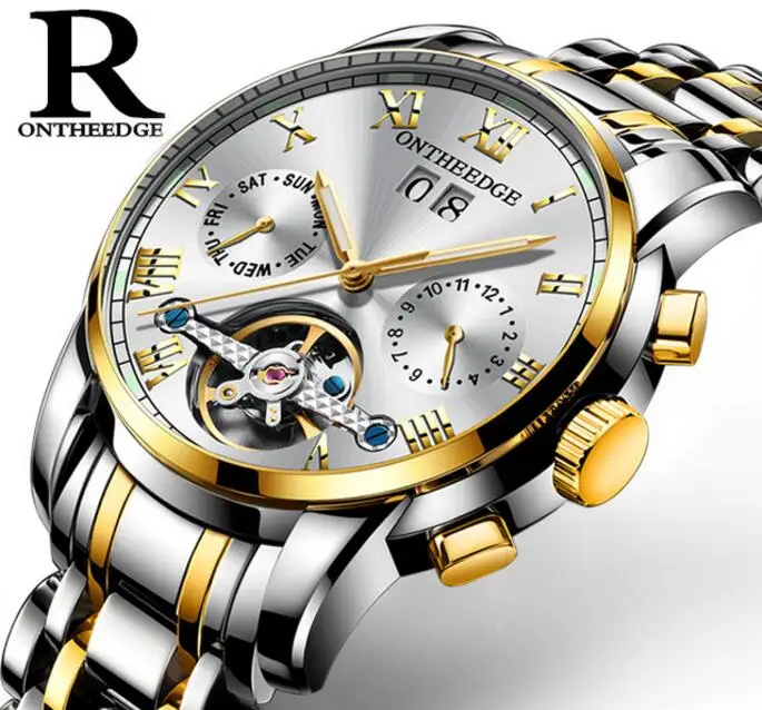

Mens luxury gold wristwatches male brand watches quartz man clock waterproof stainless steel fashion Business calendar ONTHEEDGE