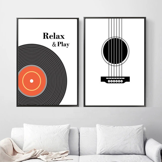 

SPLSPL Nordic Vintage Home Decor Posters And Prints Guitar Disc Music Canvas Oil Painting Pop Art Wall Pictures For Living Room