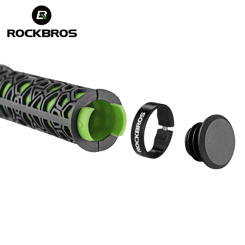 Rockbros الدراجات القبضات mtb الطريق دراجة خفيفة مكافحة زلة المطاط مزدوجة الجانبين قفل على المقود القبضات دراجات أجزاء 1 زوج