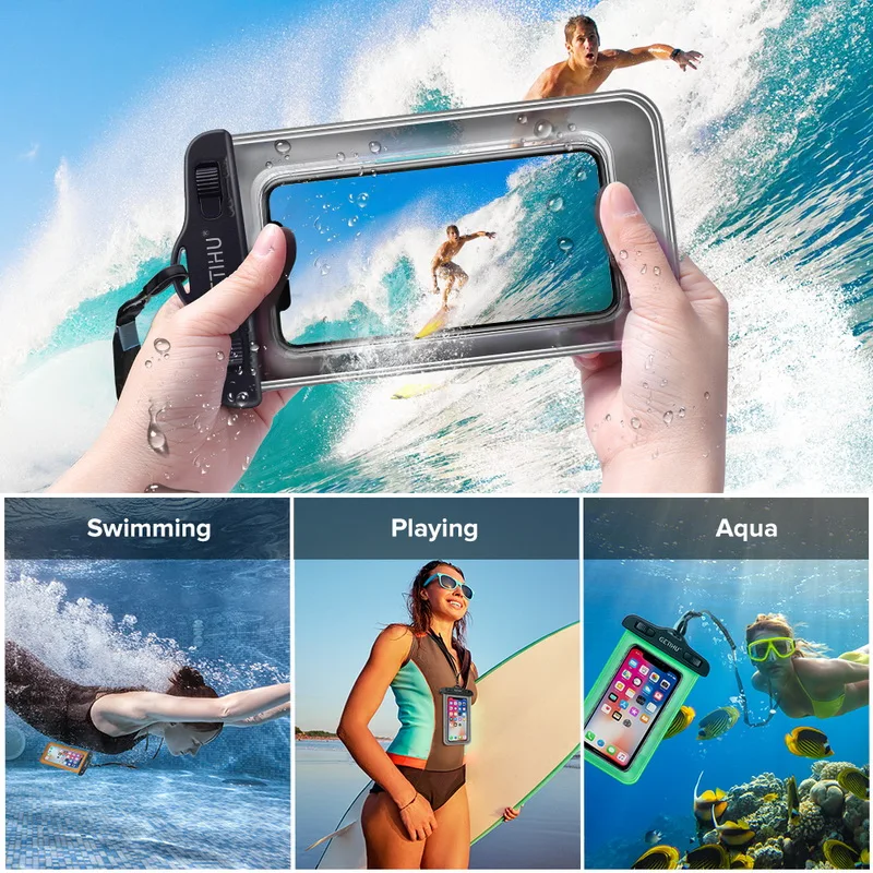 Universal Cover Waterproof Phone Case For iPhone X 8 7 6 6S SE Coque Pouch Bag Case For Samsung Galaxy S8 Swim Waterproof Case