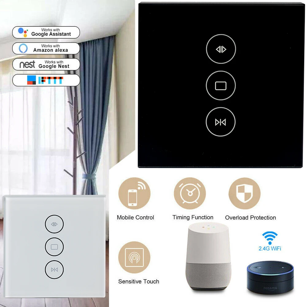 

Timethinker EU UK Smart WiFi Curtain Switch Electric Curtain Motor DIY Interruptor for Alexa Google Home Smart Life App Control