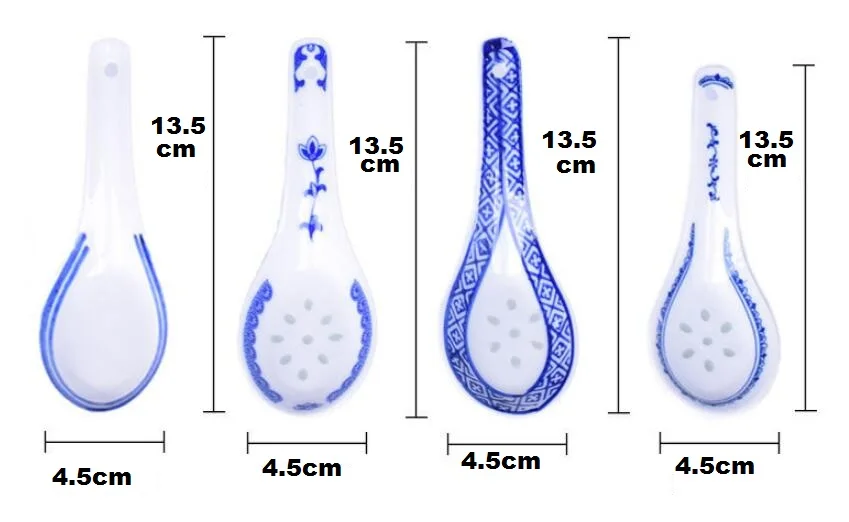 Супная ложка китайский Стиль Керамика ложка рисовый ковш ложка, кухонная посуда синий и белый фарфор ложка 10 шт./лот