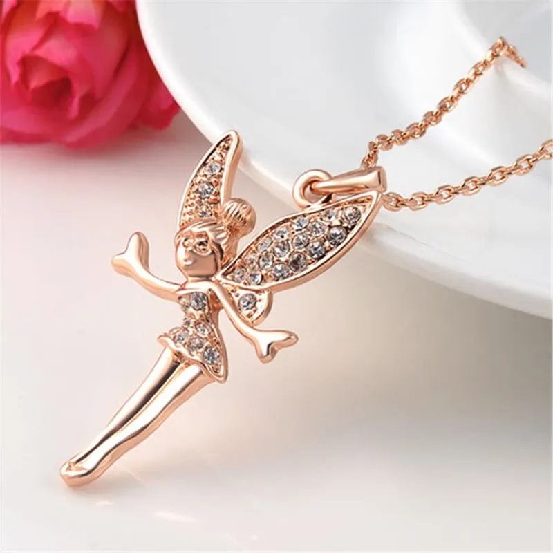 ROXI бренд romad белый/розовое золото цвет австрийский кристалл Крылья ангела кулон ожерелье для женщин модные ювелирные изделия обручение подарок
