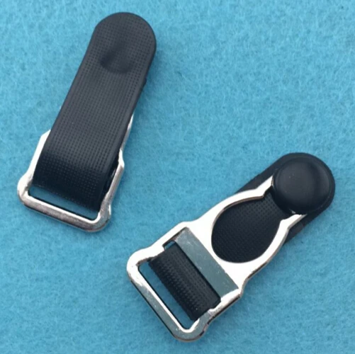 100 pcs/pack Wholesale 1.4cm Silver Metal+Black PP Garter Garment clips