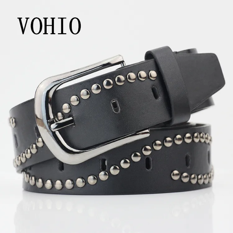 VOHIO 2017 3 6 см дизайнерский женский ремень Willow nail тиснение с игольчатой линией