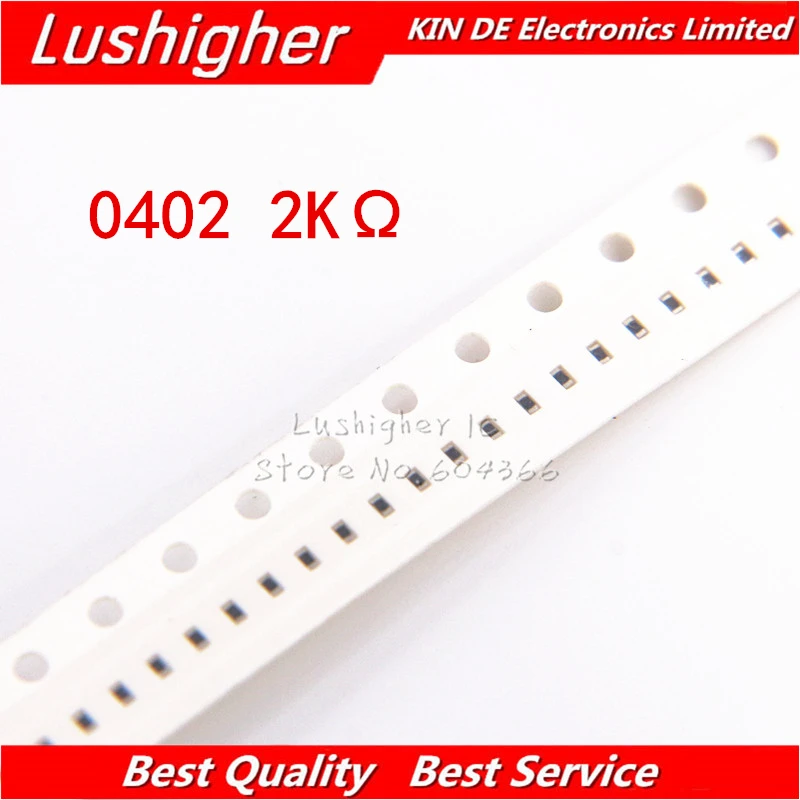 

100 шт., SMD резистор 0402, 2 кОм, 1% Ом, 2 кОм, 202