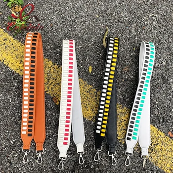 

New Arrival Stitching Color Woven Pu Leather Ladies Handbag Shoulder Strap Bag Accessories Bag Parts Purse Handles Bolsa Belt