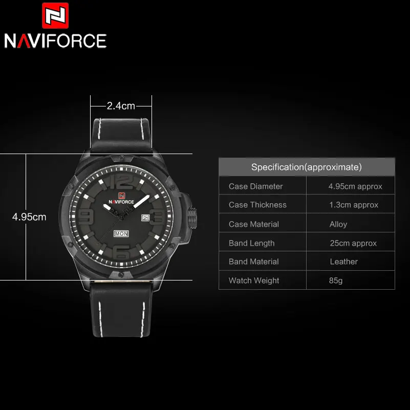Часы наручные NAVIFORCE Мужские кварцевые брендовые водонепроницаемые спортивные