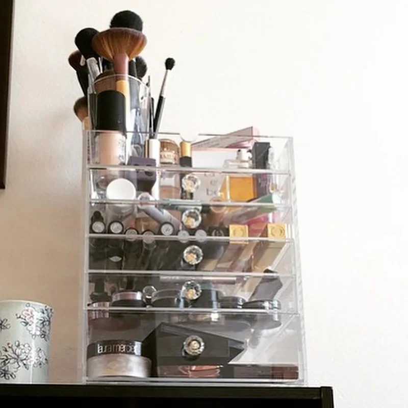  Transparent Acrylic Makeup Organizer Desk Cosmetic Storage Box Multi Layers with Drawer Desktop Sto
