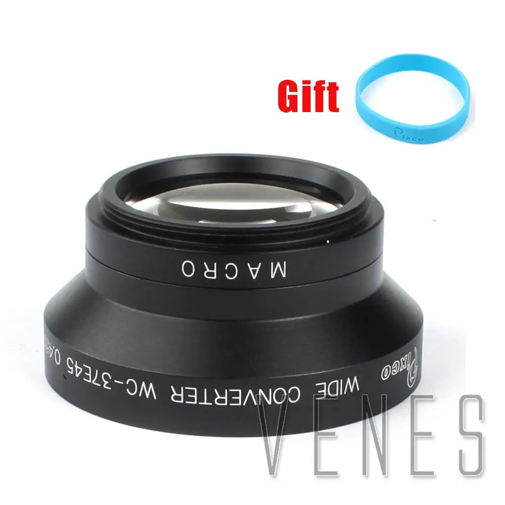 37mm 0.45X Wide Angle Lens with Macro suit For Canon Nikon Pentax Sony Panasonic(Black)+with Lens wrist strap