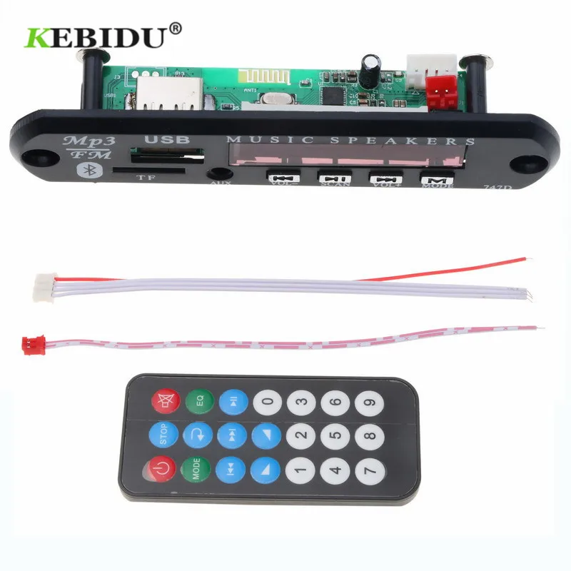 Kebidu MP3 WMA декодер плата 5-12 в USB FM Aux радио Автомобильный Bluetooth аудио модуль с пультом