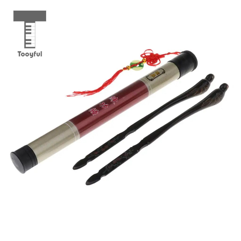Tooyful Exquisite 1 Pair Ebony Dulcimer Hammer Mallets Sticks with 1x Storage Case Box Musical Instrument Parts