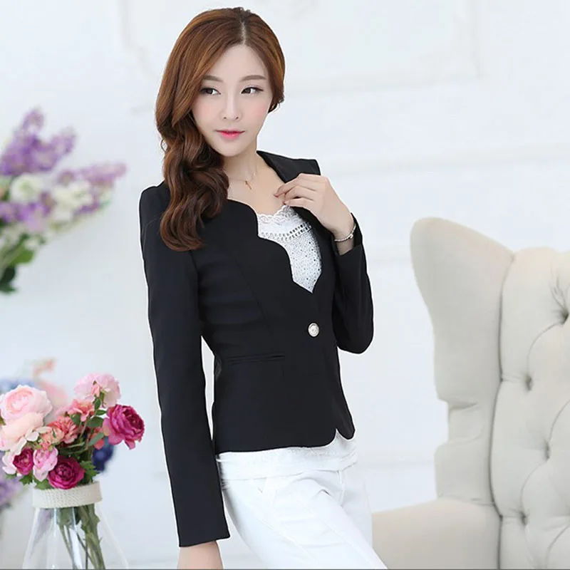 Single button Ladies OL Casul elegant Slim Blazer Coat Solid Long Sleeve Ladies Blazer Work Wear Women Suit jacket Autumn 2019