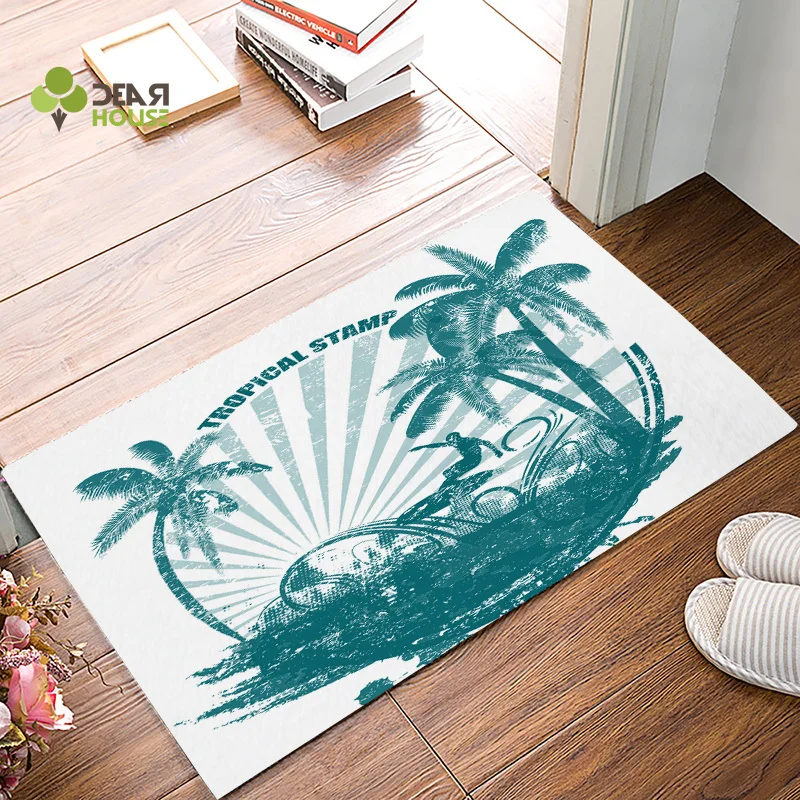 Dearhouse Beach Surf Doormats For Entrance Way Bathroom Accessories Set Dirt Debris Mud Trapper Boot Shoes Scraper Non Slip | Дом и сад