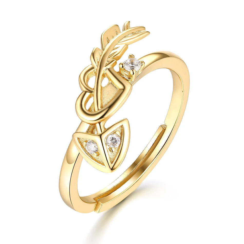 ALLNOEL Real 925 Sterling silver Zircon Ring For Women Romantic Gold Cupid Love Arrow Heart Ring Valentine's Day Promise Rings (8)