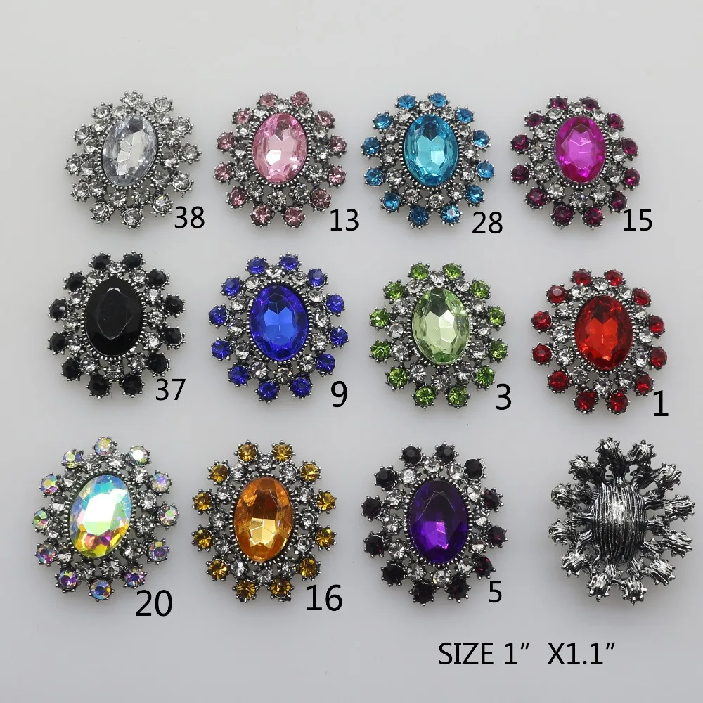 

New 10Pcs/Lot Vintage Buttons 1"x1.1" Oval Rhinestones Diamante Cryusta button wedding decoration Collocation Diy Accessories