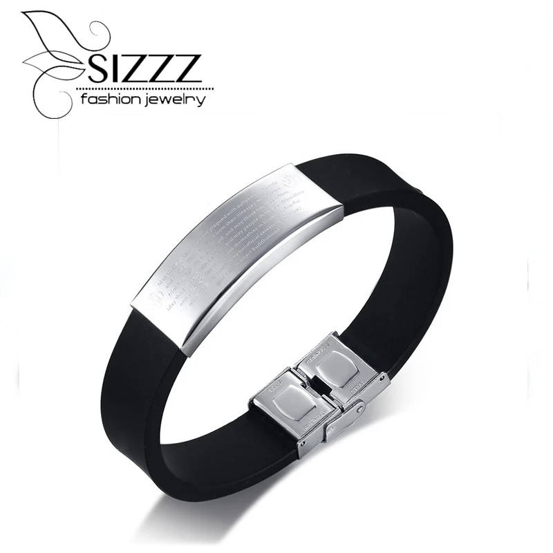 SIZZZ Stainless steel jewelry wholesale European and American style scriptures silicone bracelet&ampbangles | Украшения и