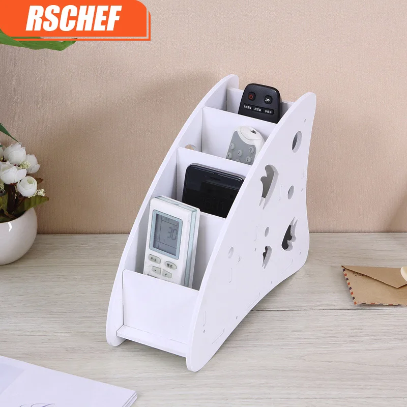 

1Pcs 4 Grid Bamboo Remote Control Storage Box Stationery Remote Control Headphone Cable Cell Phone Desktop Storage Box
