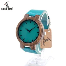 BOBO de AVES C-C28 Erkek Antiguo Reloj de Pulsera de Moda De Madera con Banda de cuero Reloj de Cuarzo Ocasional para Unisex en Papel de Regalo caja